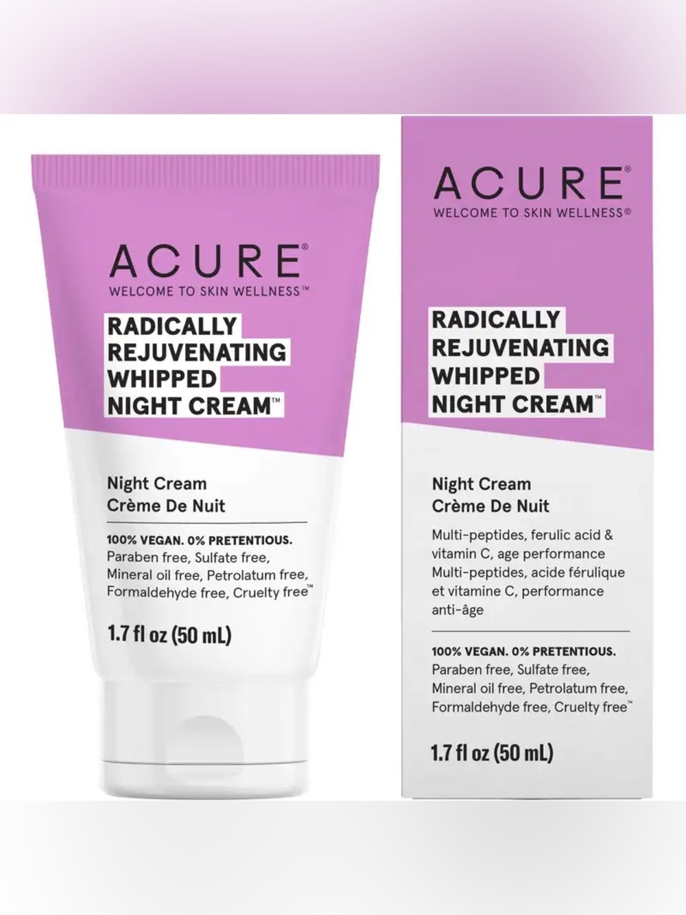 ACURE Radically Rejuvenating Whipped Night Cream 50mL Peptides Ferulic Acid